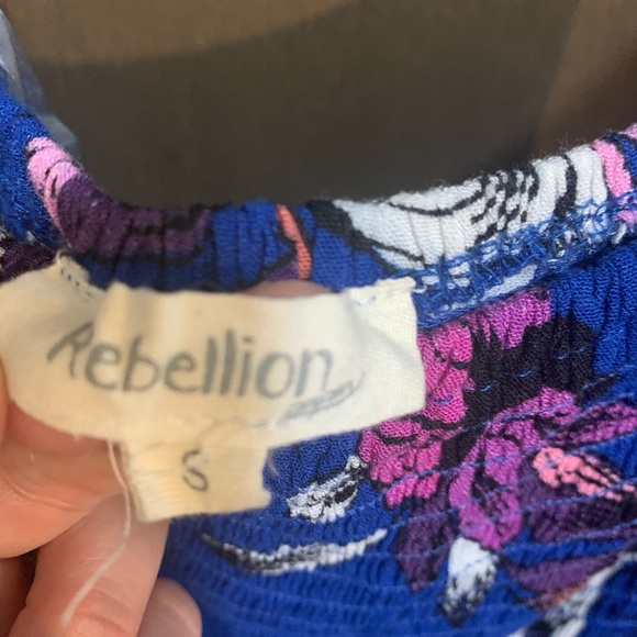 Blue & Flowered Maxi Dress- Small - Picture 6 of 7